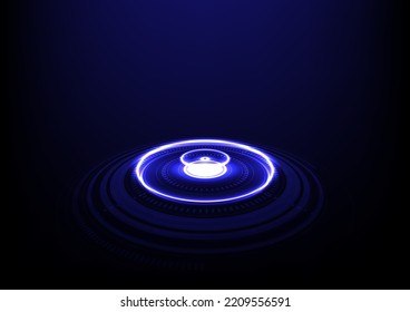 Tecnología de círculo azul y línea abstracta concepto de innovación tecnológica de fondo vectorial y luz brillante 