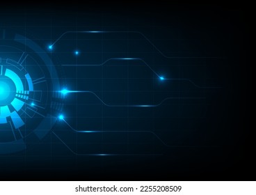 Blue circle and line technology abstract technology innovation concept vector background and glowing light 