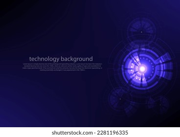 Tecnología de círculo azul y línea abstracta concepto de innovación tecnológica de fondo vectorial y luz brillante 