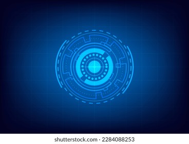 Tecnología de círculo azul y línea abstracta concepto de innovación tecnológica de fondo vectorial y luz brillante 