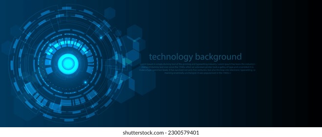 Blue circle and line technology abstract technology innovation concept vector background and glowing light 