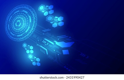 blue circle lines circuit networking connection hi technology abstract background