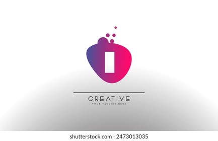 Diseño de logotipo de letra de burbuja con puntos magenta en círculo azul. Ilustración vectorial de letras de puntos