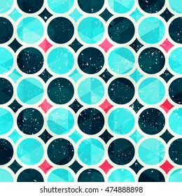 Blue circle mosaic seamless pattern