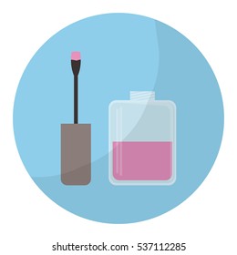 blue circle with nail lacquer icon over white background. colorful design. vector illustration