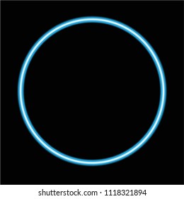 Blue circle neon light background. ( vector )