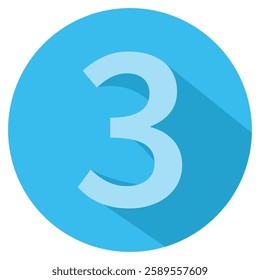 Blue circle with number 3. Typography design icon. Creative vector illustration for business option visualization.
