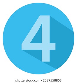 Blue circle with number 4. Typography design icon. Creative vector illustration for business option visualization
