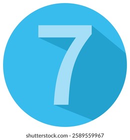 Blue circle with number 7. Typography design icon. Creative vector illustration for business option visualization