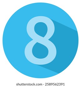 Blue circle with number 8. Typography design icon. Creative vector illustration for business option visualization