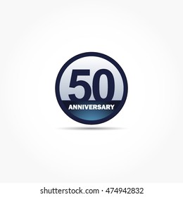 blue circle with number in it with some light effect for fiftieth anniversary logo vector
