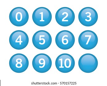Blue circle with numbers inside on white background