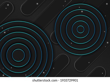 Blue circle on the black background with little star, modern design, round shape, business and technology, circle, digital