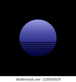 círculo azul sobre fondo negro. Afiche de la impresión geométrica moderna abstracta.	
