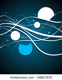 Blue circle on blue wave background - flyer design