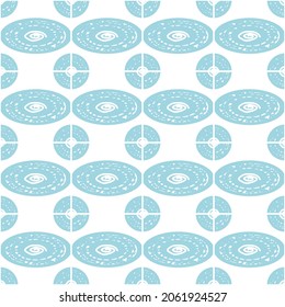 Blue circle patterns laid out on white background .