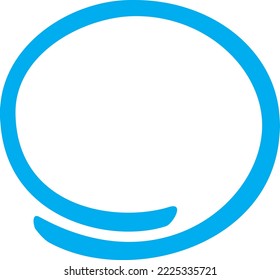Blue circle, pen draw. Highlight hand drawing circle isolated on background. Handwritten blue circle. For marking text, numbers, marker pen, pencil, logo and text check, vector illustration