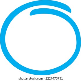 Blue circle, pen draw. Highlight hand drawing circle isolated on background. Handwritten blue circle. For marking text, numbers, marker pen, pencil, logo and text check, vector illustration