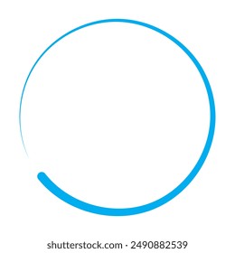 Blue circle. Pen draw blue circle isolated on white background.