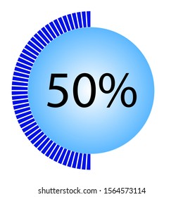 blue circle percentage vector showing 50%