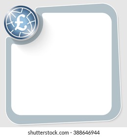 Blue circle with pound sterling symbol and frame for your text