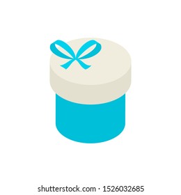 Blue Circle Present Box Isometric Object. Vector Illustration of Gift Sign Isometry. 