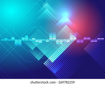 blue circle and rectangle equalizer, sound bar, abstract illustration
