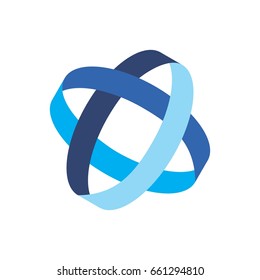 blue circle ribbon logo template