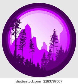 diseño de fondo del logotipo de la ilustración del bosque de roca azul