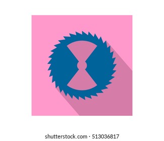 blue circle saw construction repair fix engineering tool equipment image vector icon logo