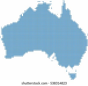 Blue circle shape Australia map on white background, Vector illustration.