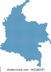 Blue circle shape Colombia map on white background. Vector illustration.