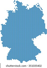 Blue circle shape German map on white background. Vector illustration.