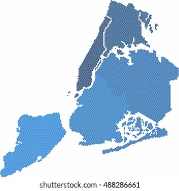 Blue circle shape New york city map on white background,