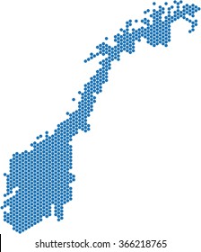 Blue circle shape Norway map on white background, 