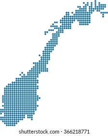 Blue circle shape Norway map on white background, 