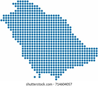 Blue circle shape Saudi Arabia map on white background. Vector illustration.