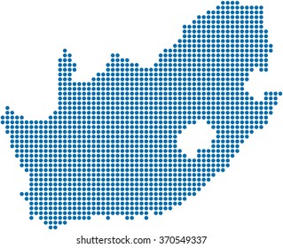 Blue Circle Shape South Africa Map On White Background, Vector Illustration.