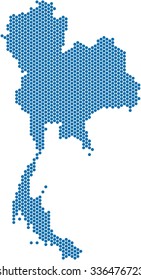 Blue circle shape of Thailand map on white background. Vector illustration.