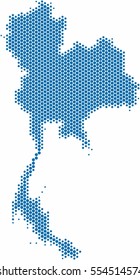 Blue circle shape of Thailand map on white background. Vector illustration.