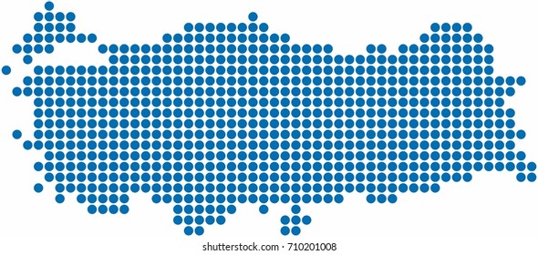 Blue circle shape Turkey map on white background.