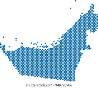 Blue circle shape United Arab Emirate on white background. Vector illustration.