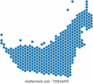 Blue circle shape United Arab Emirate on white background. Vector illustration.