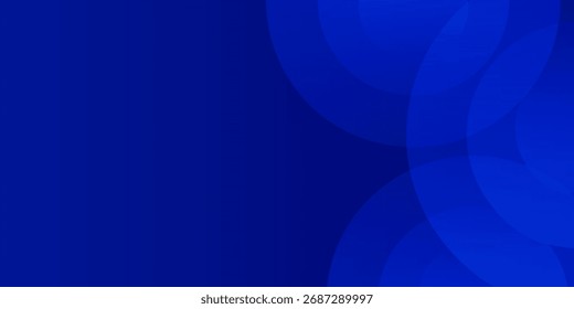 Formas de círculo azul com fundo de cor de gradiente azul. Formas dinâmicas simples.