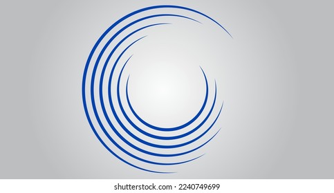 Blue circle speed lines isolated. Abstract speed lines in circle form, vector. For geometric art, elements design, logo, print materials and placard template. Abstract speed lines circles background
