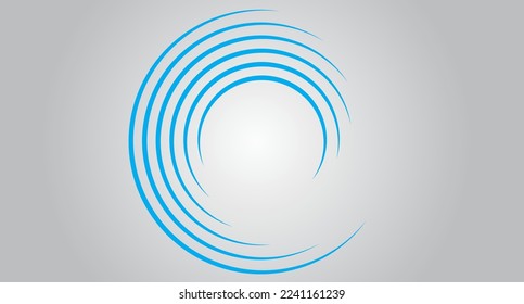 Líneas de velocidad de círculo azul aisladas. Líneas de velocidad abstractas en forma de círculo, vector. Para el arte geométrico, diseño de elementos, logotipo, materiales de impresión y plantilla de carteles. Resumen de las líneas de velocidad de los círculos de fondo