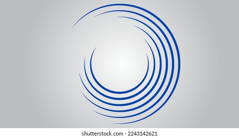 Blue circle speed lines isolated. Abstract speed lines in circle form, vector. For geometric art, elements design, logo, print materials and placard template. Abstract speed lines circles background