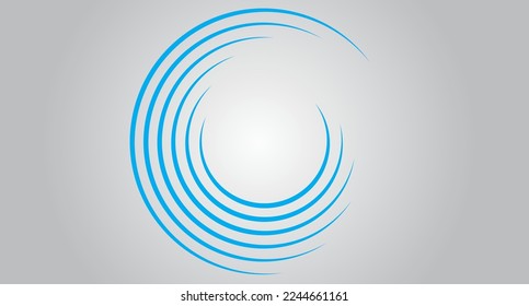 Líneas de velocidad de círculo azul aisladas. Líneas de velocidad abstractas en forma de círculo, vector. Para el arte geométrico, diseño de elementos, logotipo, materiales de impresión y plantilla de carteles. Resumen de las líneas de velocidad de los círculos de fondo