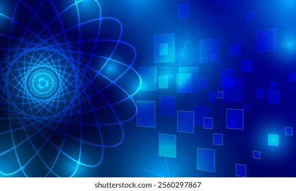 blue circle spiral networking high technology with lines circuit electronic abstract background