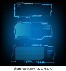 Blue and circle  square frame vector technology futuristic hud loading outline, Modern geometric shape design.